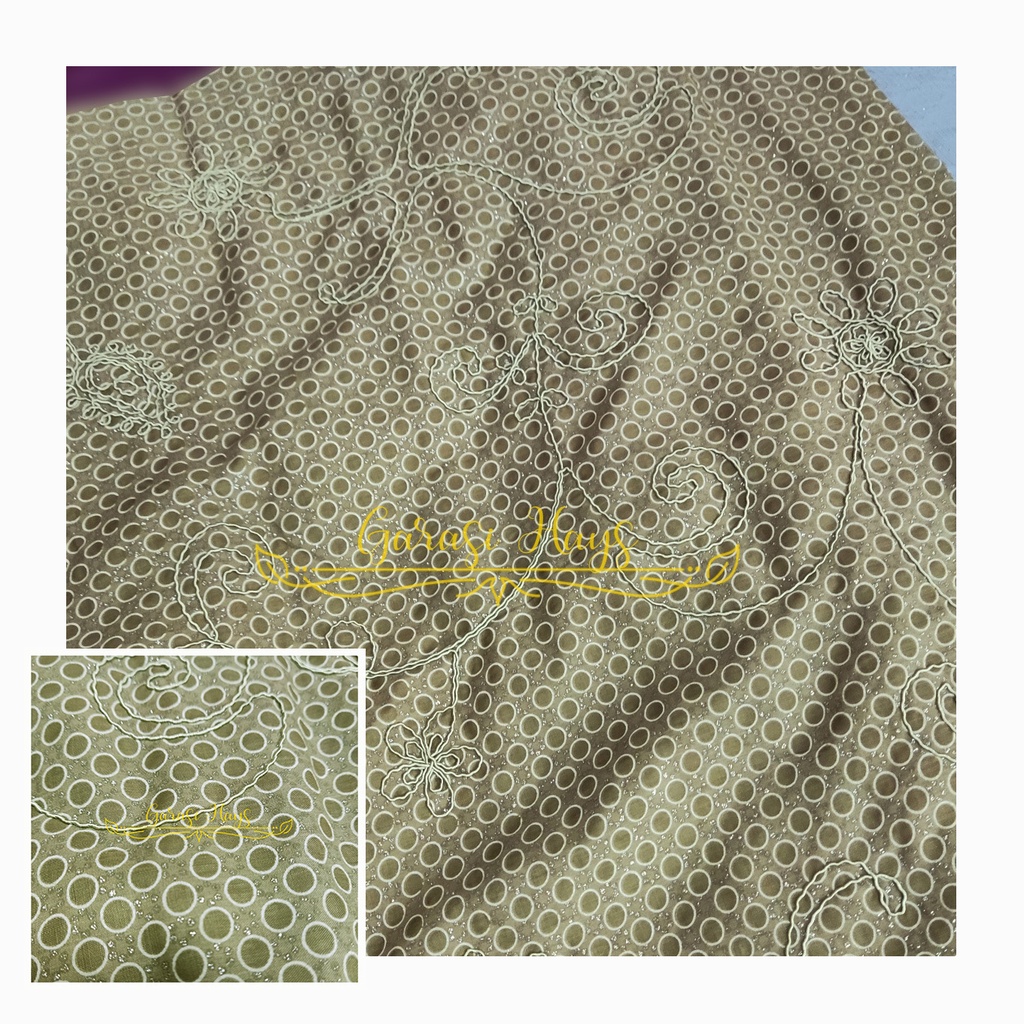 Kain Katun Opal Polkadot Cotton with Roots Moss Hijau