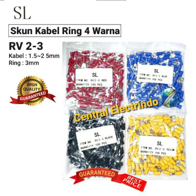 Skun Kabel Ring Warna RV 2-3 Kabel 1.5~2.5mm Baut 3mm SL.