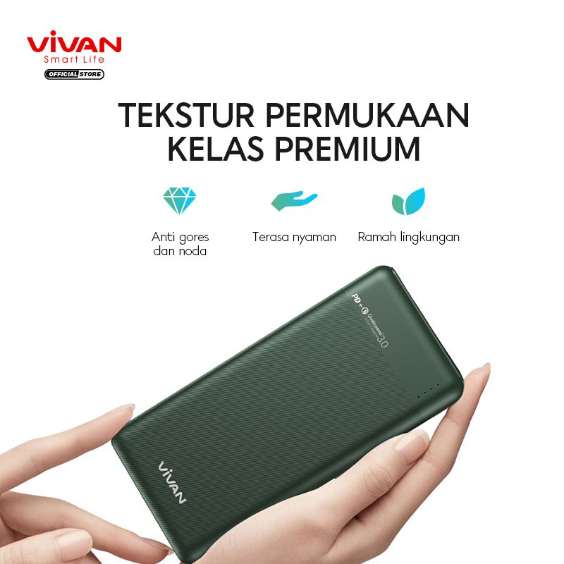 VIVAN Power Bank 10000mAh 2 Input 2 Output Powerbank Fast Charging PD QC3.0 Garansi 18 Bulan VPB-M10