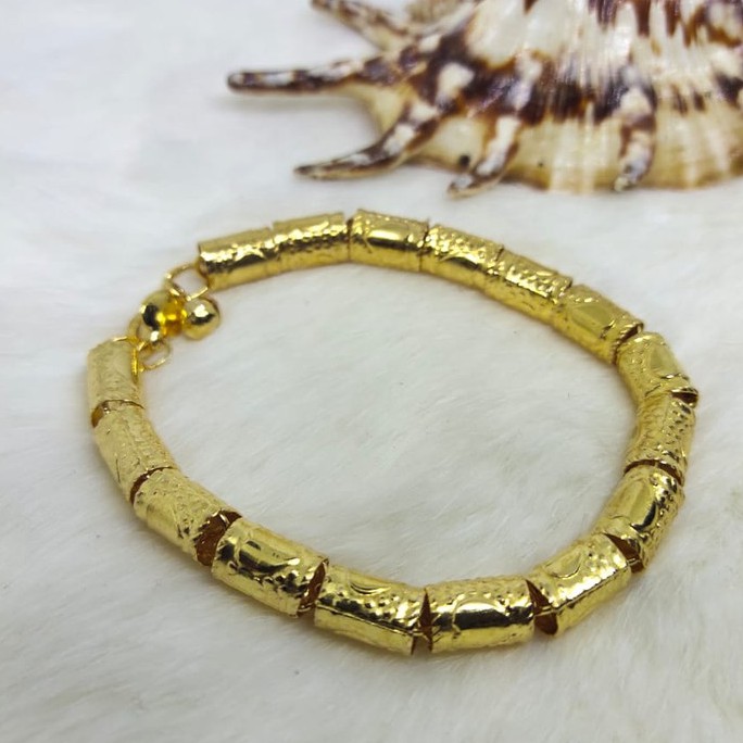 Gelang Bambu Ukir Lapis Emas