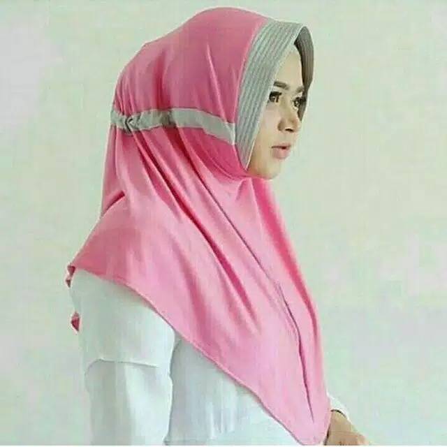 JILBAB SERUT MOTIF KOMBINASI 2 WARNA LIST TWO TONE PET ANTEM TALITA JOKOWI HIJAB BERGO ELNIFA MURAH