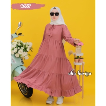 Gamis Midi Dress Wanita Bahan Rayon Muslim Terbaru Fashion Kekinian