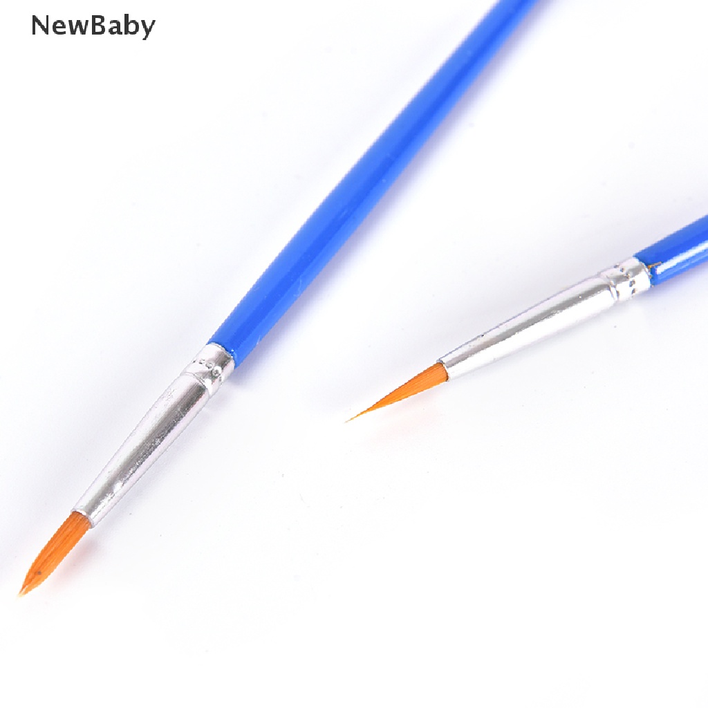 NewBaby 10Pcs Nylon Hair Artist Paint Brush Acrylic Watercolor Round Fine Hand Point Tip ID