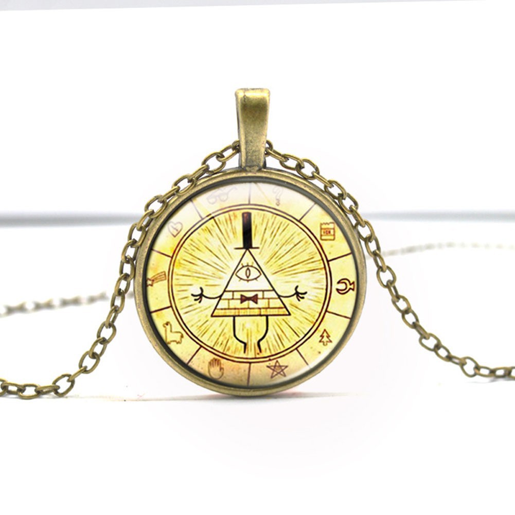 Necklace Steampunk Drama Gravity Falls BILL CIPHER WHEEL Time Gems Pendant Bronz