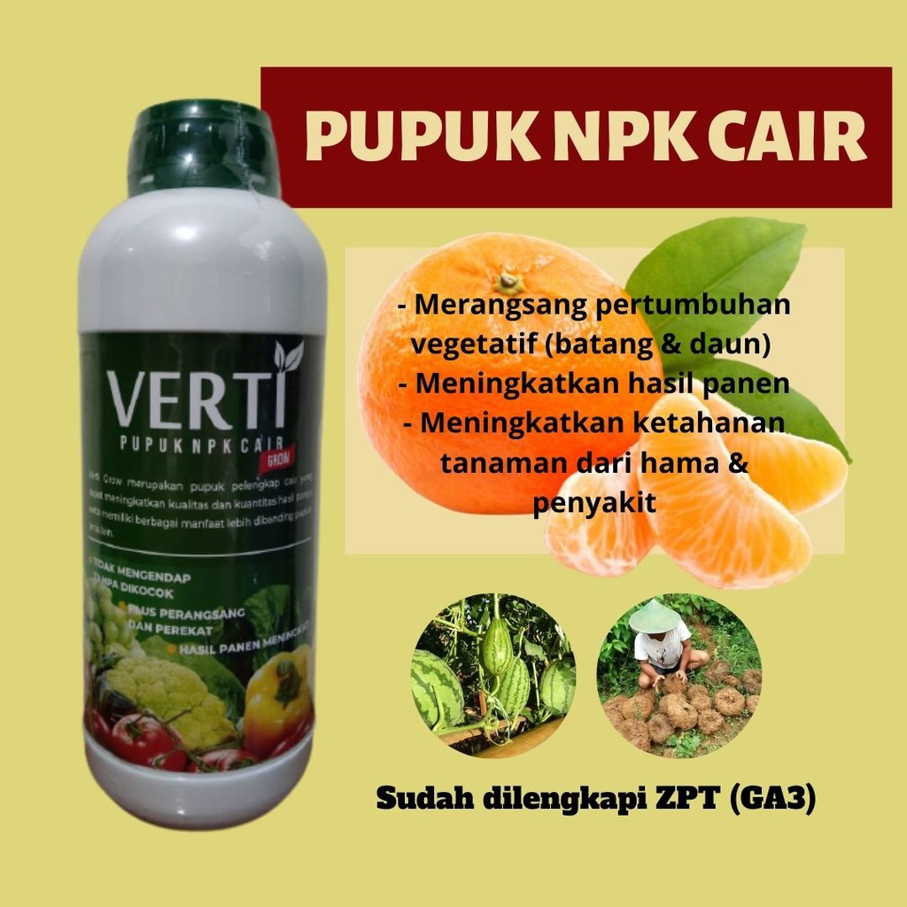 Pupuk VERTI GROW Untuk Buah Dan Sayur, Pupuk Npk Masa Vegetatif Batang Dan Daun Cegah Hama Jamur