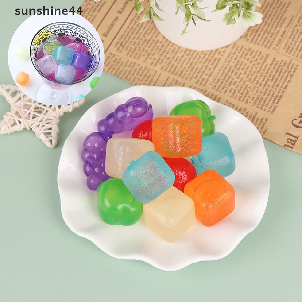 Sunshine 6pcs Cetakan Es Batu Bentuk Buah / Persegi reusable