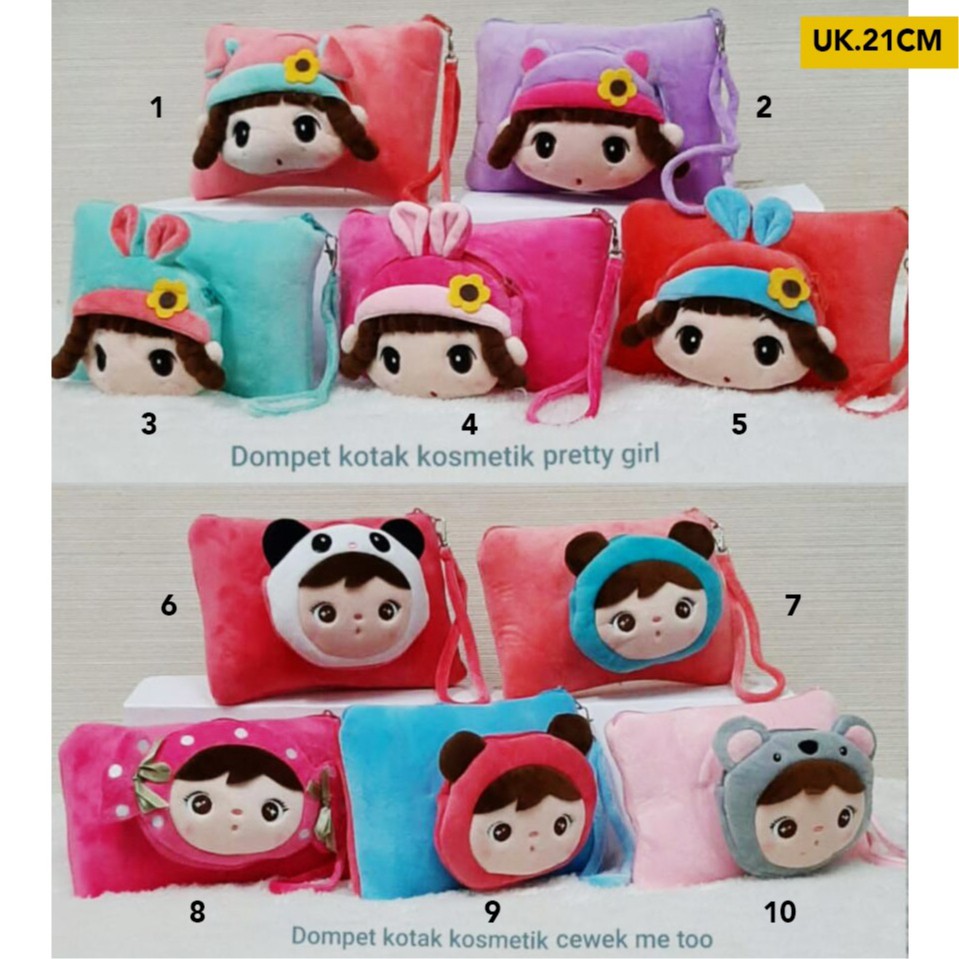 Dompet tempat make up kosmetik tas boneka  souvenir pretty metoo angela koala candy strobery panda