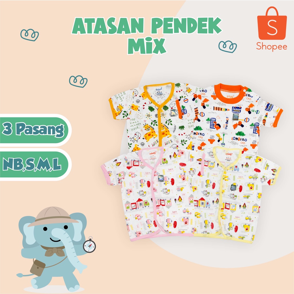 Tokusen Atasan Baju Bayi Mix (3 Pcs)-Kaos Pendek