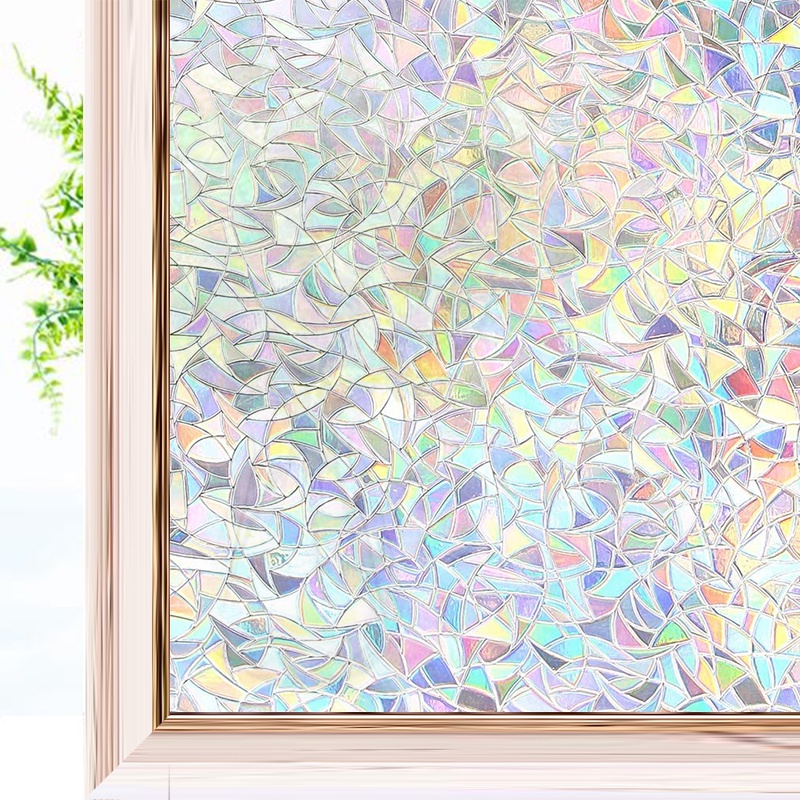 

3D Rainbow Effect Window Films Privacy Decorative Film Anti-UV Non-Adhesive Static Cling Glass Stick