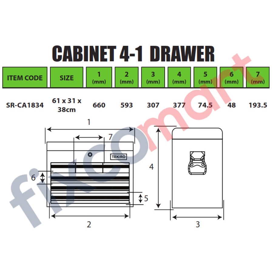 TEKIRO Cabinet Drawer / Tempat Penyimpanan / Laci 4-1