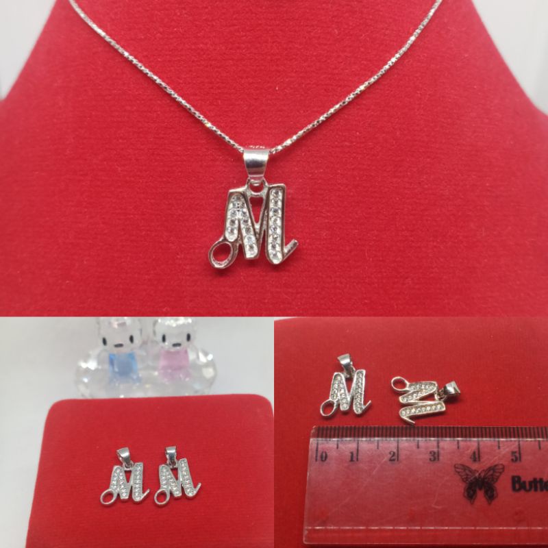 Liontin Huruf perak silver925 Lapisan emas putih Lt15