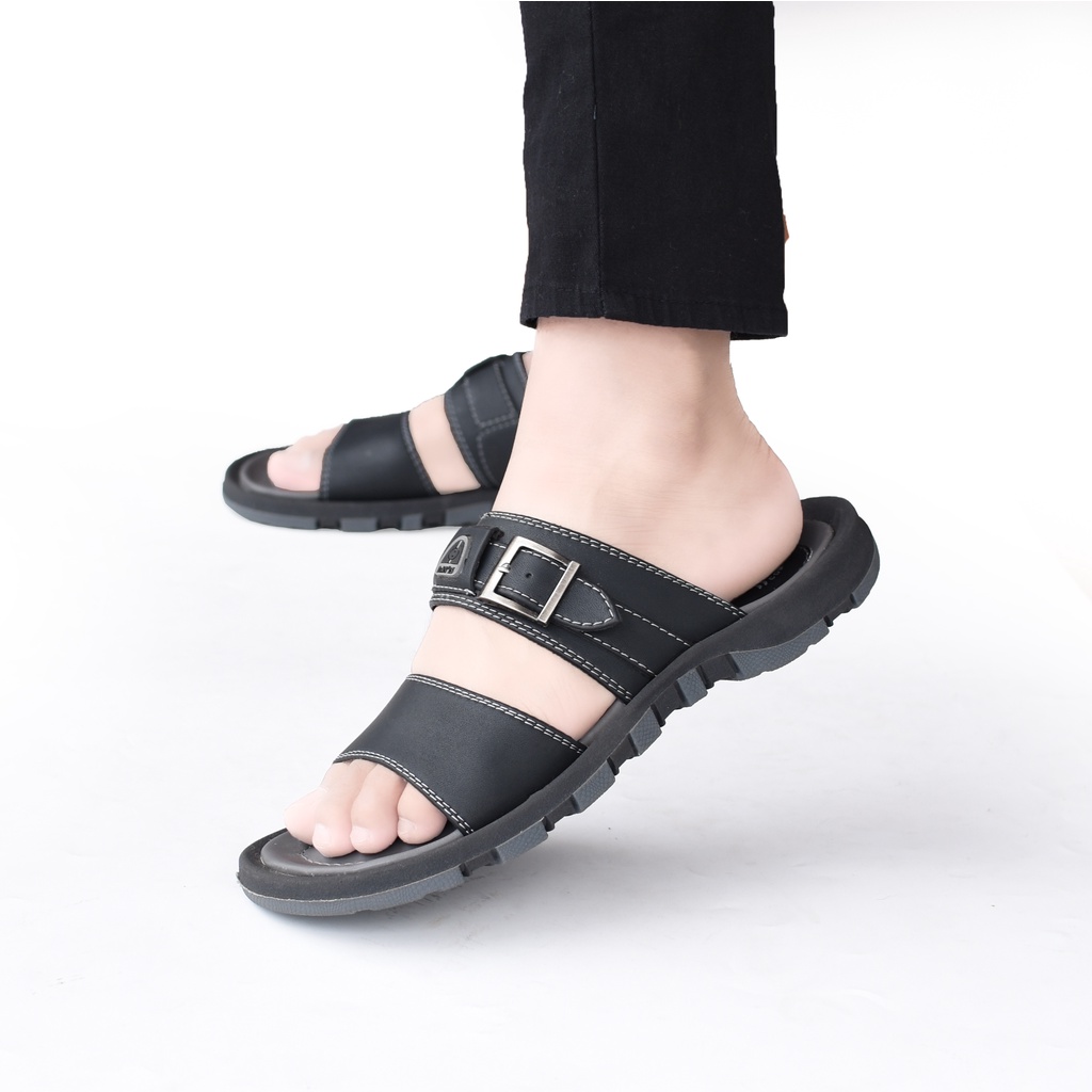 sandal pria keren kekinian davis fashion slop original sandal pria casual slop pria 100% original kasual model 002