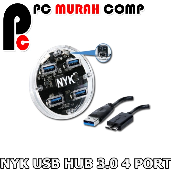 NYK USB HUB 3.0 4 port Super Speed USB 3.0 Transparant