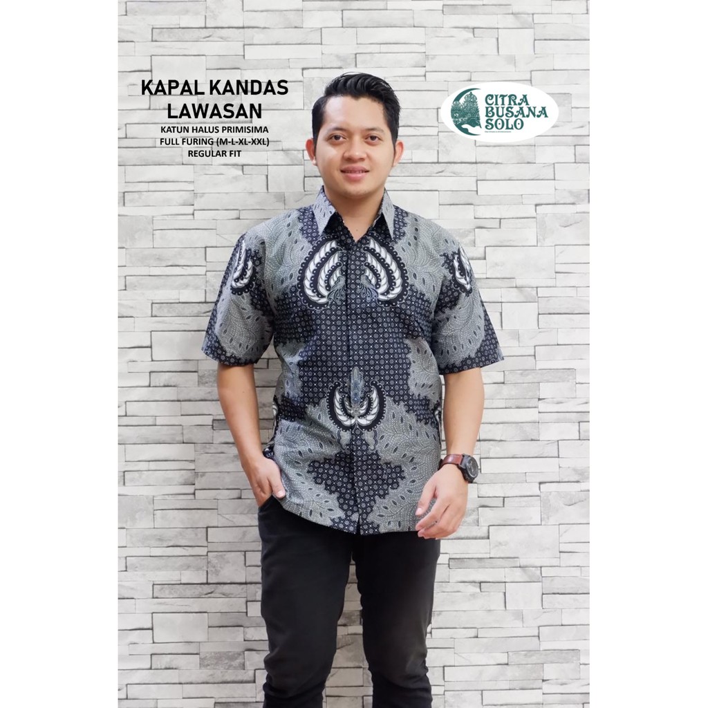 KAPAL KANDAS LAWASAN PENDEK Kemeja Batik Pria Full Furing Bahan Katun Primisima