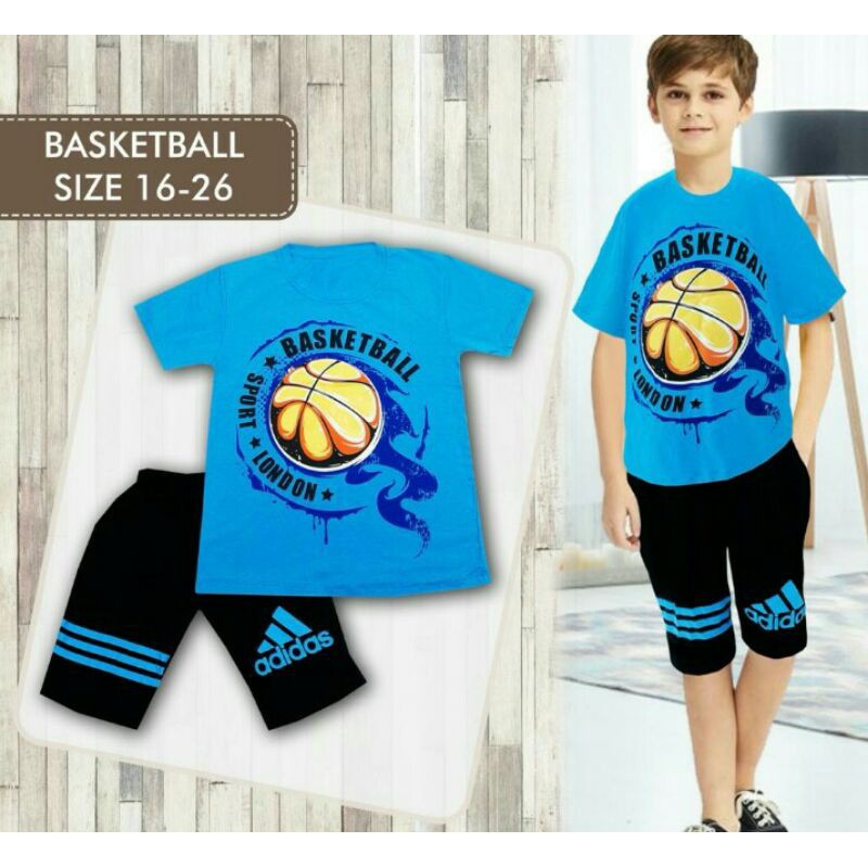 setelan kaos anak cowok junior london kids basket ball