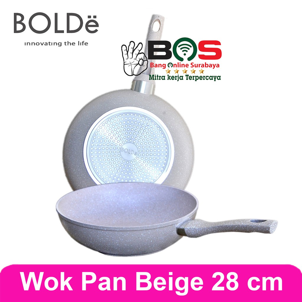 Bolde Super Pan Wok 28 CM Granite Beige Panci Wajan anti lengket