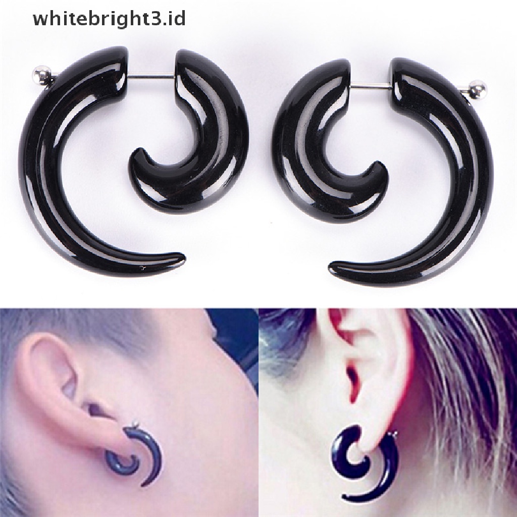 (whitebright3.id) Anting Tusuk Bentuk Siput Bahan Akrilik Warna Hitam Gaya Gothic / Punk Untuk Unisex