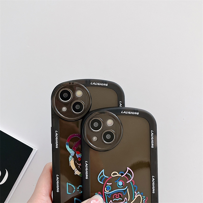 Soft Case Pelindung Lensa Kamera Motif Emoji Bahan TPU Tahan Banting Untuk iPhone 13 12 11 Pro Max Xr X Xs Max 7 8 Plus SE 2020