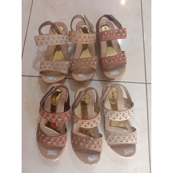 SANDAL SEPATU WEDGES ANAK PEREMPUAN KULIT EMPUK