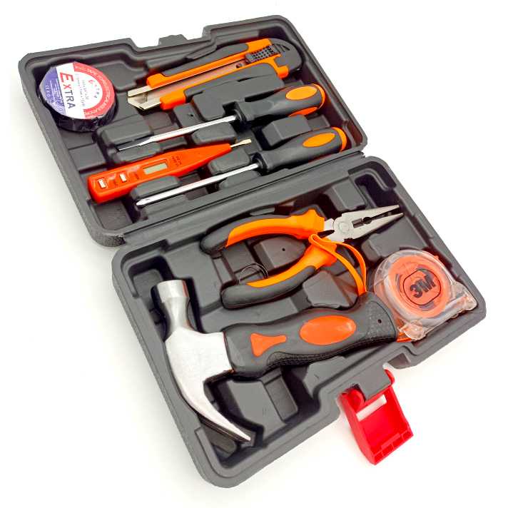 Alat Set Perkakas Tang Palu Obeng Cutter Meteran 8 in 1 / Set Perkakas Rumah Tukang Bangunan Kayu Bengkel Terkiro / Alat Peralatan Tukang Pertukangan Perkakas Bangunan Kayu Listrik Multifungsi Lengkap / Tool Set / Paket Palu Obeng Kembang Pipih Cutter