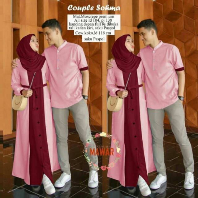 Gamis Farel Couple | Baju Pasangan Muslim Terlaris Farah Samawa Fanela Cp