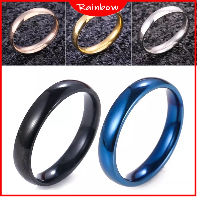 Cincin Pria / Wanita Bahan Titanium Steel Warna Hitam Untuk Hadiah Valentine