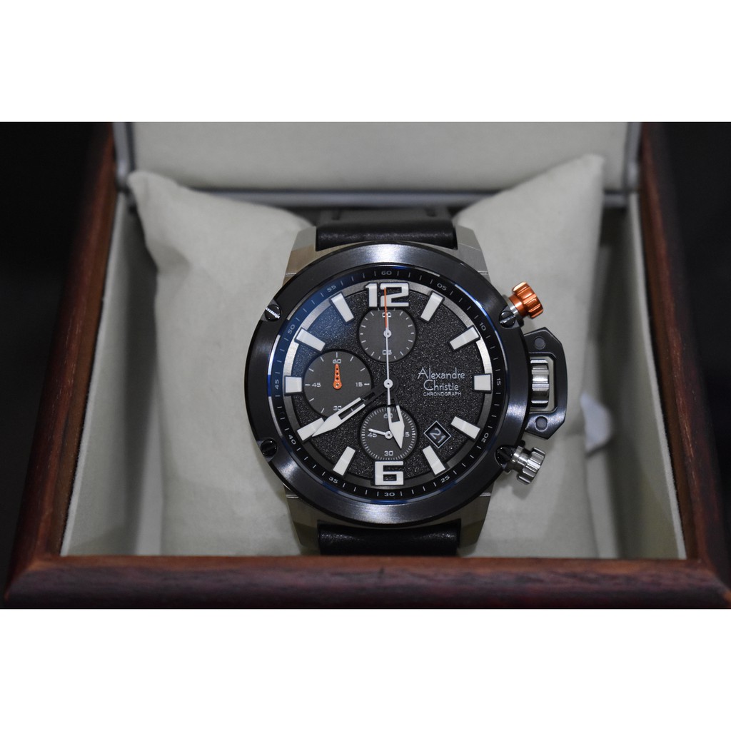 Jam Tangan Alexandre Christie Cowok Pria AC 6487 MC AC6487 Silver Orange Original