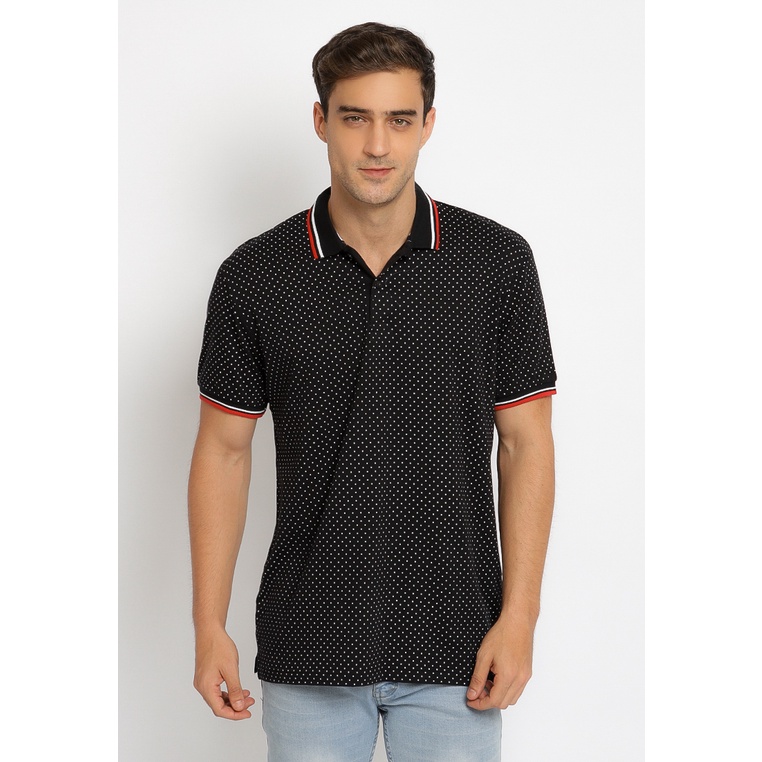 Kaos Polo Pria Poshboy Original Springdale print poloshirt katun hitam