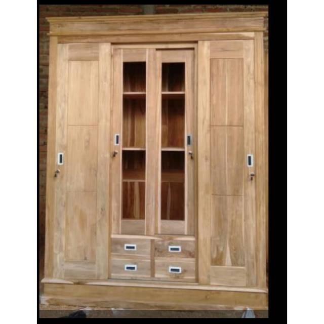 Lemari jati 3 pintu mentahan