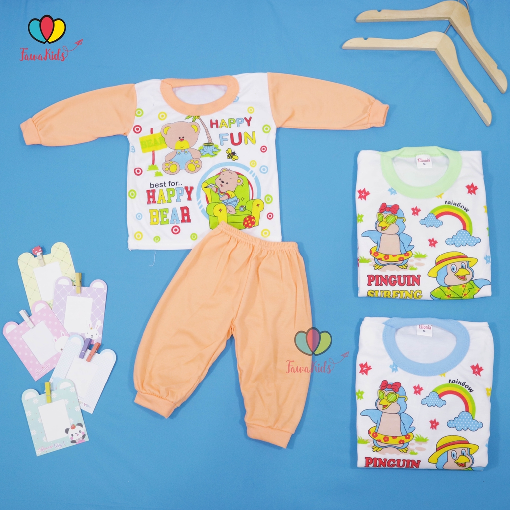 Piyama Kaos Kartun Uk Bayi - 3 Tahun / Celana Panjang Anak Laki Perempuan Baju Tidur Setelan