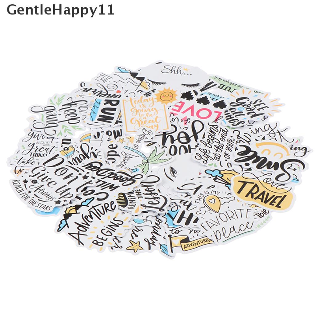 Gentlehappy 50Pcs / Set Stiker Motif Tulisan Motivasi Anti Air Untuk Dekorasi Laptop / Skateboard Diy