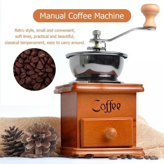 unik gilingan kopi manual retro wood klasik jadul