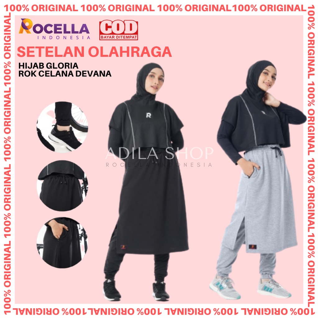 Setelan Olahraga Hijab Gloria dan Rok Celana Devana Rocella Rok Celana Olahraga Pakaian Olahraga Out
