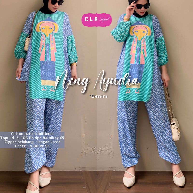 Serba Setelan Batik Wanita (Bisa COD) Neng Ayudia One Set Ori Semerbak Baju Setelan Celana