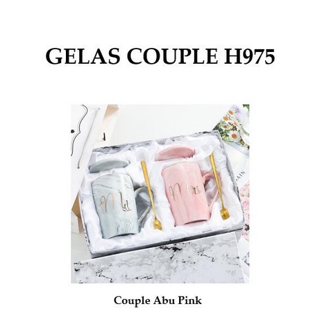 H975 Gelas 2 in 1 Mr &amp; Mrs / Cangkir Couple / Gelas Pasangan / Couple Mug set
