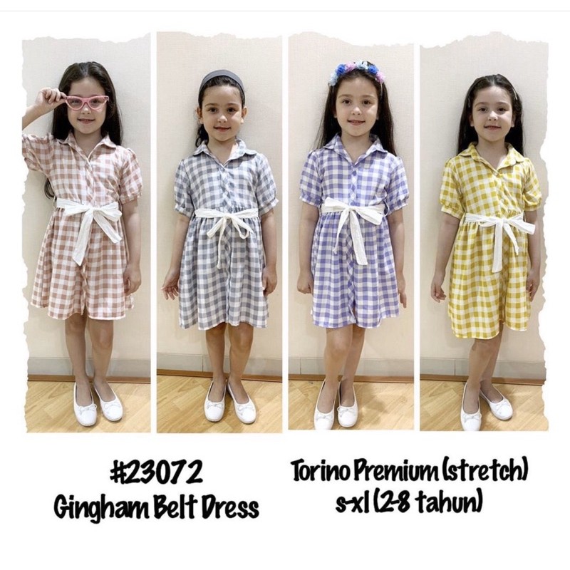 Gingham Belt Dress Balita & Anak