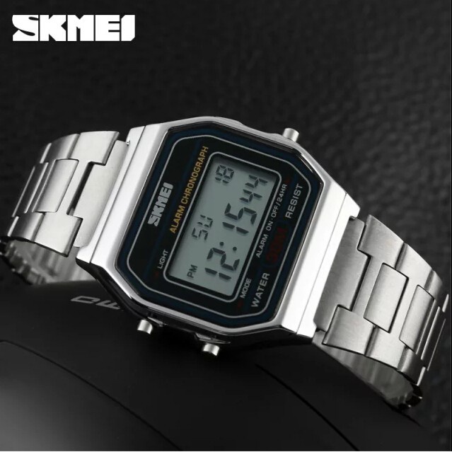 SKMEI 1123 Jam Tangan Wanita Digital Tali Rantai Stainless Terbaru