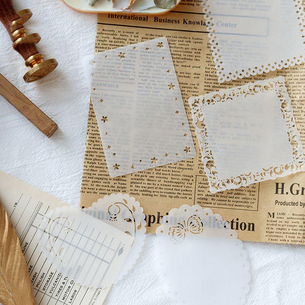 LANFY Hollow Transparan Sulfate Butter Paper Tulisan Planner Diary Memo Pads Junk Journal Girl In Skirt Series Bantalan Tulisan Craft Papers Decorative DIY Scrapbooking