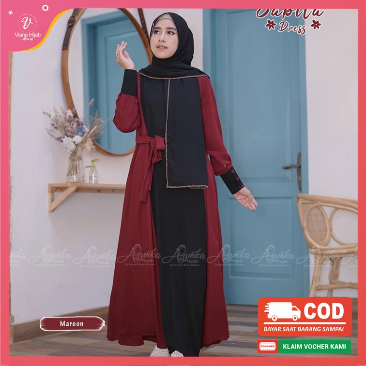 Gamis Polos Premium Sabila By Azamka Hijab Maxi Dress Wanita Dewasa S Bahan Soft Wollycrepe Exclusif