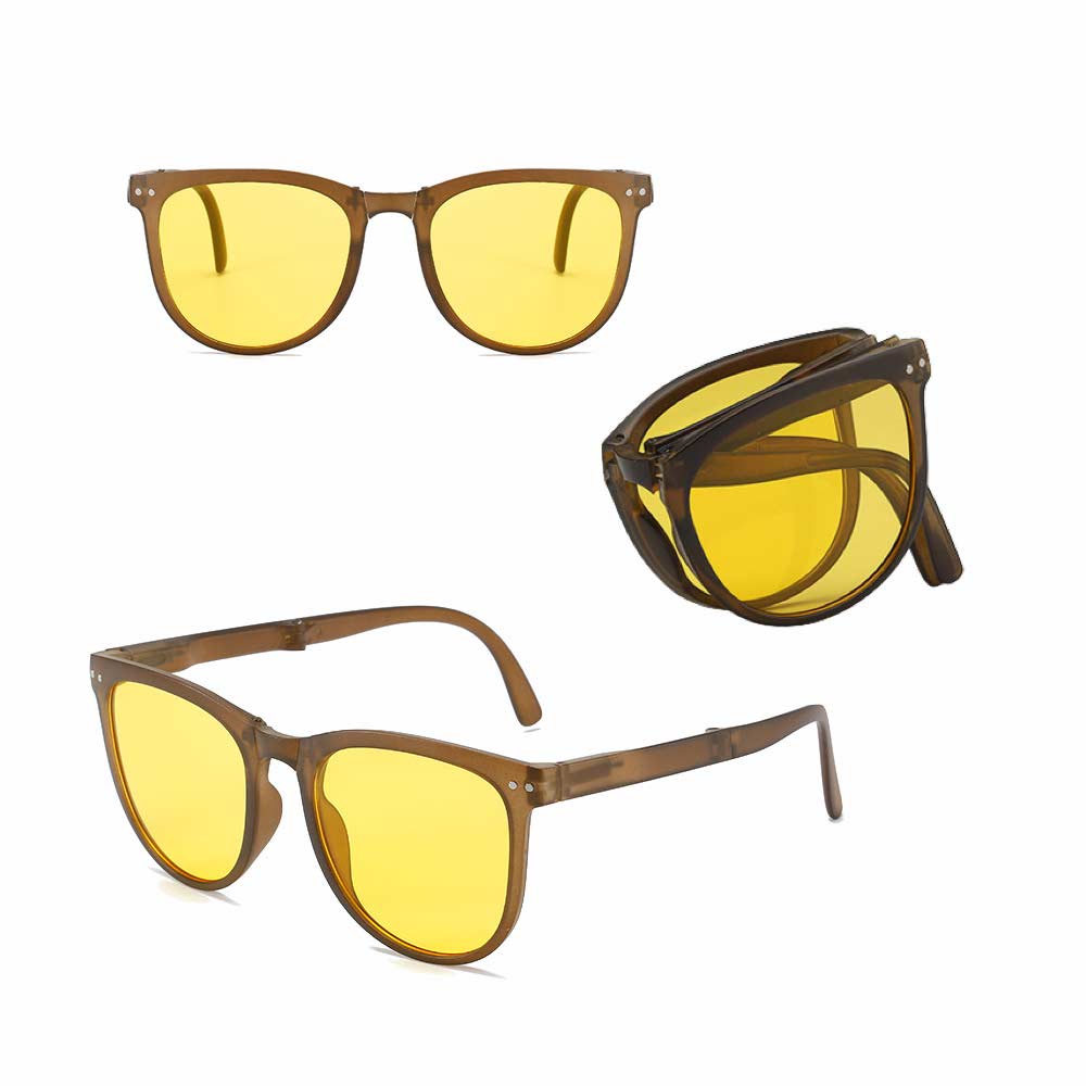 Kacamata Lipat [ Kuning ] UV400 - Anti Radiasi - Sunglasses Pria &amp; Wanita Korea - HM8092