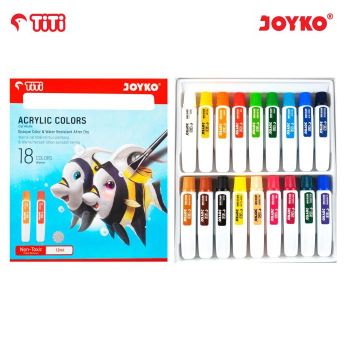 

Joyko TITI 18 Acrylic Colours / Cat Akrilik 18 Warna AC-12ML-18 READY STOK