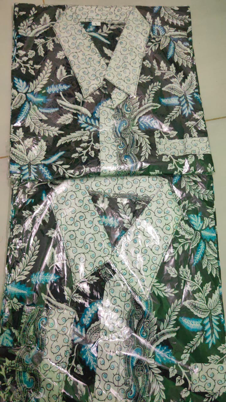 Kemeja Batik Pria - Katun Motif Blarak Biru - Style Casual & Trendy M L Xl Mazka Batik