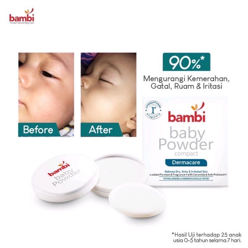 BAMBI BEDAK PADAT BAYI KULIT SENSITIF BAMBI BABY COMPACT POWDER DERMACARE 40GR