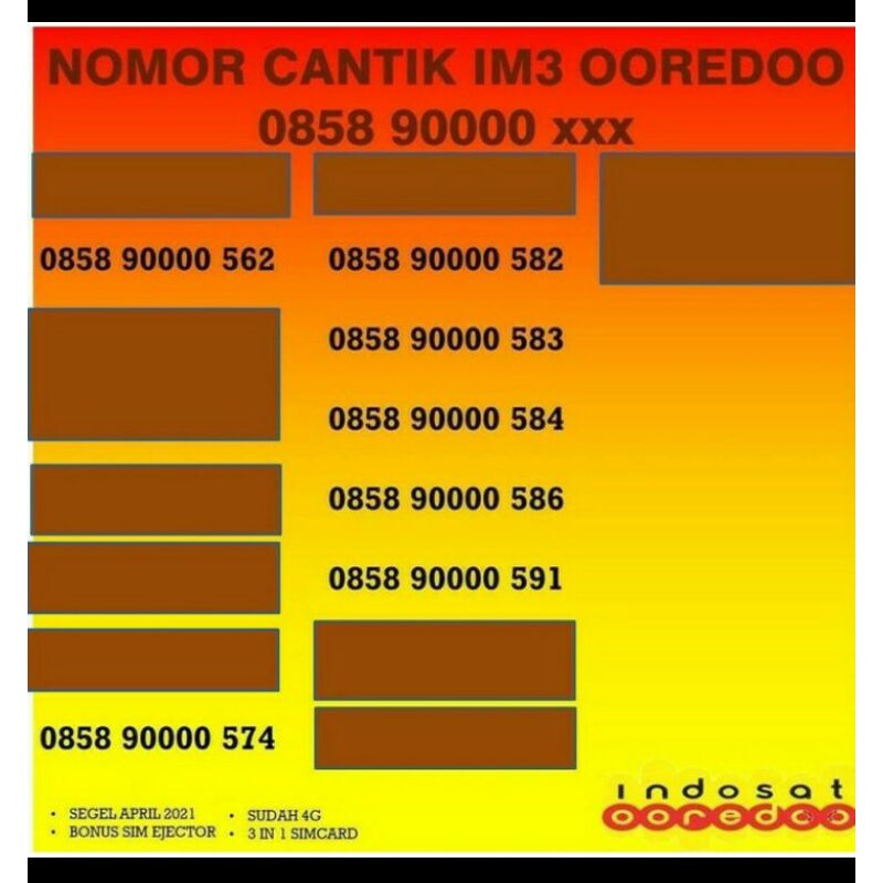 No Cantik Kartu Perdana Kartu IM3 Ooredo Indosat 4g - Im3 - Kartu Indosat