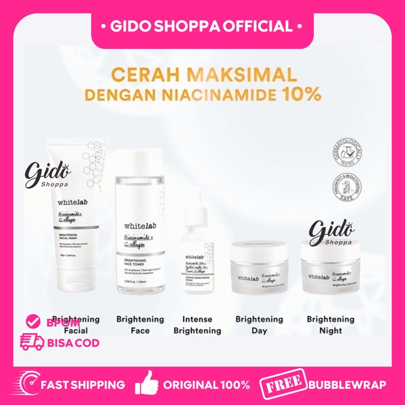 [ORIGINAL] PAKET SKINCARE WHITELAB LENGKAP BRIGHTENING ACNE MENCERAHKAN - GIDO SHOPPA BLITAR