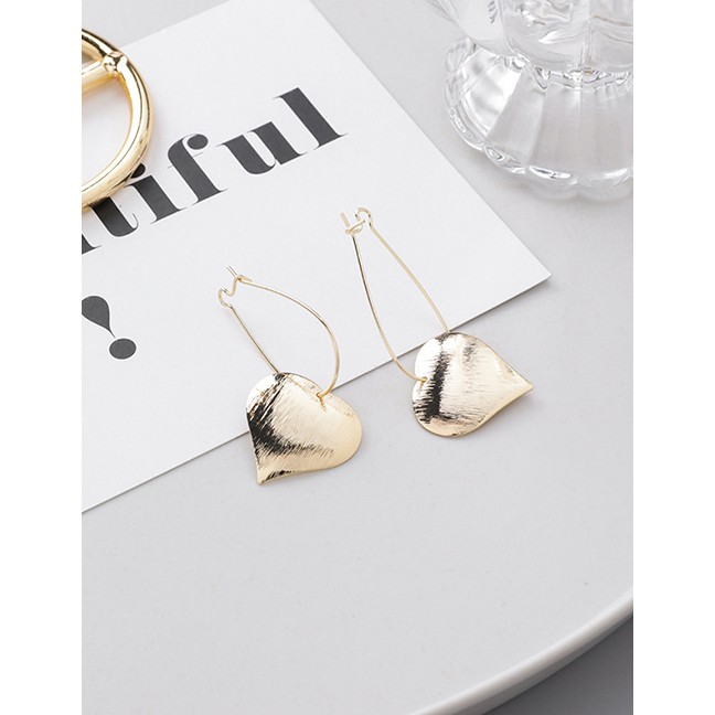 LRC Anting Tusuk Fashion Love Metal Brushed Textured Bump Geometric Earrings F9991