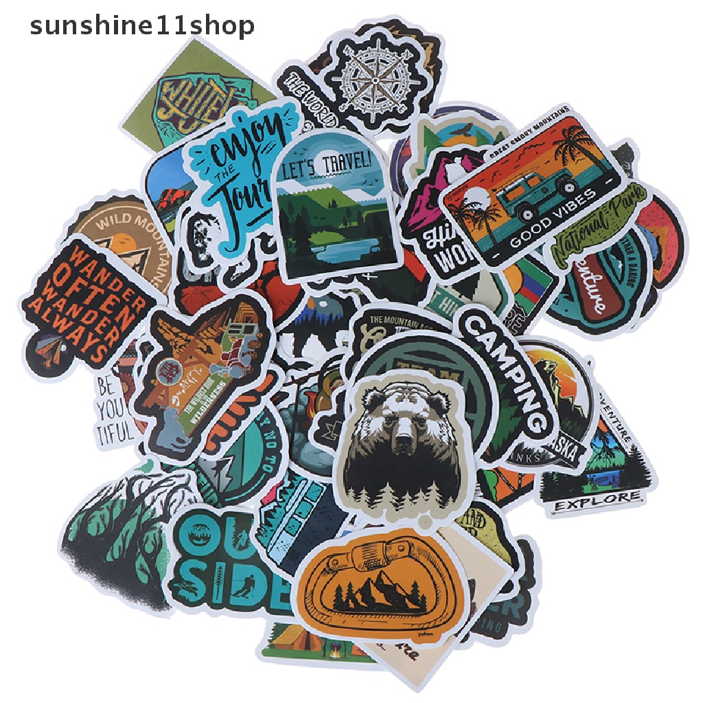 (SHO) 50pcs Stiker Motif Pemandangan Untuk Dekorasi Koper / Laptop / Gitar