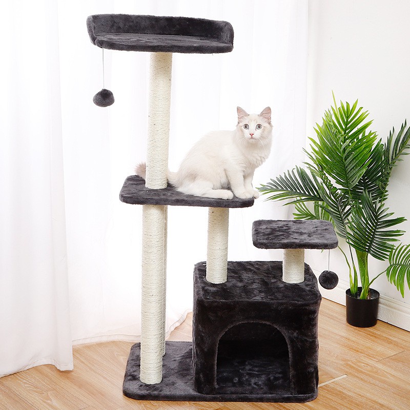 Cat Condo Tiang Cakar Loncat Dengan Kandang 3 Tingkat Untuk Kucing