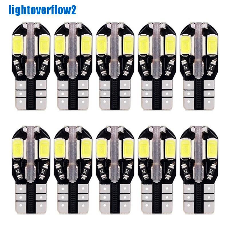 10pcs Lampu Wedge Samping Mobil Canbus T10 194 168 W5W 5730 8LED Smd Warna Putih