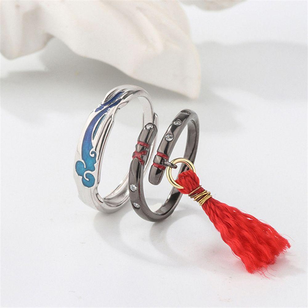 Augustina Opening Couple Rings Cincin Pasangan Elegan Gaya Cina Pecinta Budidaya Mo Dao Zu Shi Untuk Wanita Pria MDZS Properti Cosplay